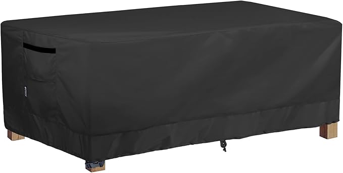 Patio Coffee Table Cover, Waterproof Rectangular Small Side Table Cover for Outdoor Furniture 36L x 22W x 18H inch, Black