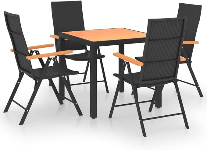 5 Piece Patio Dining Set, Outdoor Lounge Sets Sectional Sofa Front Porch Furniture Patio Conversation Set for Poolside Piazza Exhibition Garden Black and Brown