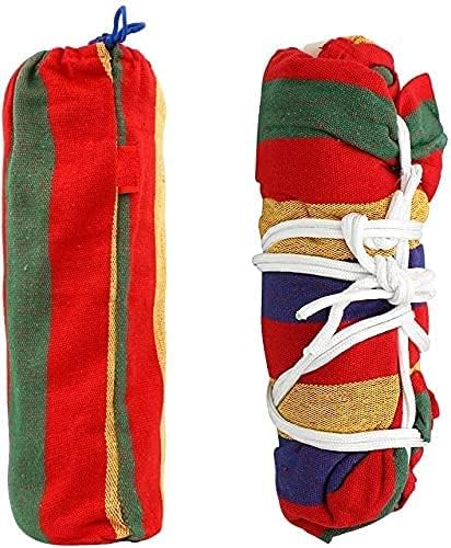 Double 2 Person Cotton Fabric Canvas Travel Hammocks 450 Lbs Ultralight Camping Hammock Portable Beach Swing Bed with Hardwood Spreader Bar Tree Hanging, 280 x 100 cm, Red