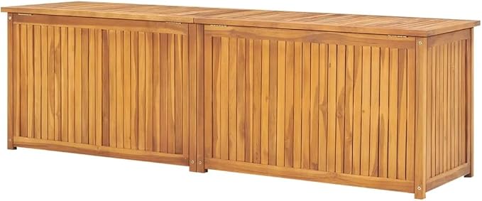 Patio Storage Box Outdoor Solid Teak Wood Deck Box Wooden Outdoor Storage Organization Box with Lid Storage Bench and Waterproof Lining for Garden,Patio,Backyard,68.9"x19.7"x21.7" -AA