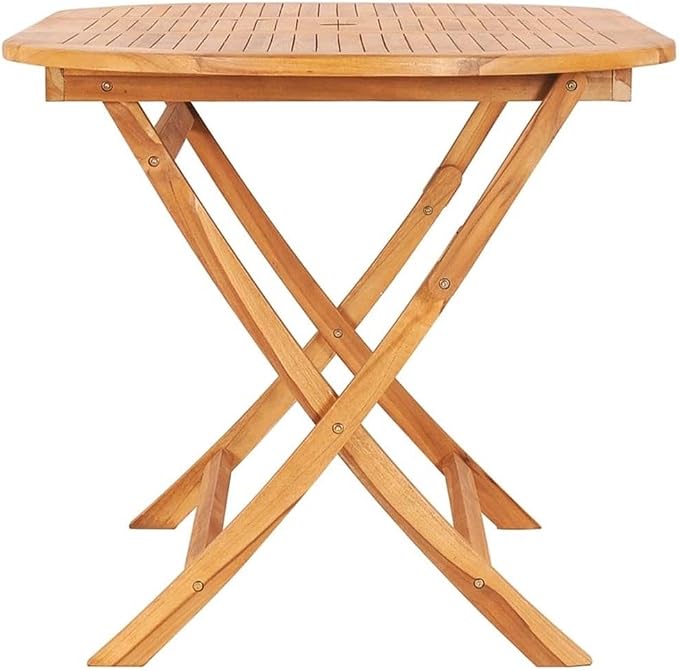 Afuera Living 7-Piece Outdoor Patio Dining Set, Solid Teak Wood, Natural Finish, Foldable Design, Includes Large Table and 6 Chairs with Armrests, Traditional Style Garden or Terrace Furniture, Seats