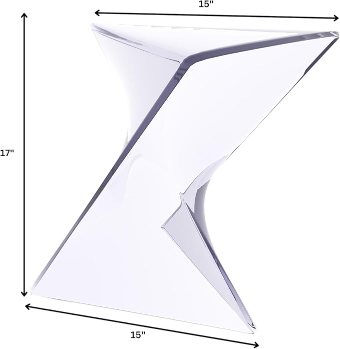 LeisureMod 15.75" Clear Stackable Plastic Side Table - Weather-Resistant Triangular Accent Table for Living Room, Patio, or Backyard