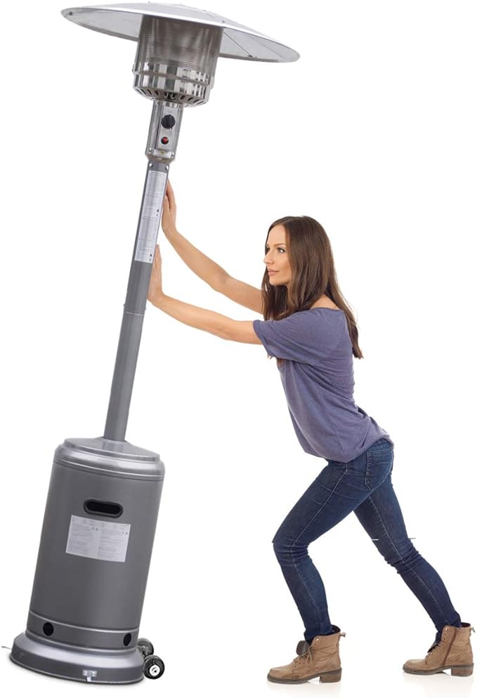 Giantex Patio Heater,50,000 BTU Steel Propane Heater Lp Gas W/accessories, Floor-Standing Commercial Outdoor Heater (Silvery Gray)