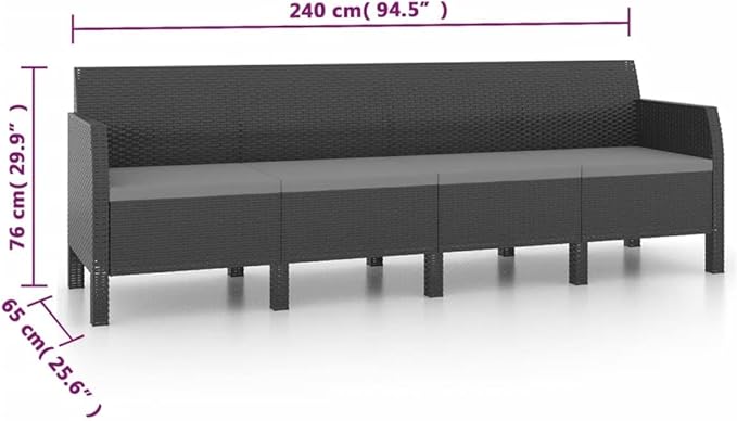 Backyard Furniture Patio Conversation Sets Outdoor Seating 2 Piece Patio Lounge Set with Cushions PP Rattan Anthracite Suitable for Swimming Pool, Courtyard, Garden