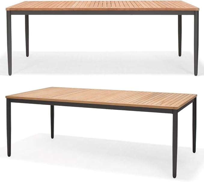 Urban Elements Vis 7-Piece Rectangular Patio Dining Set for 6 | Certified Teak & Aluminum | Ideal for Outdoors