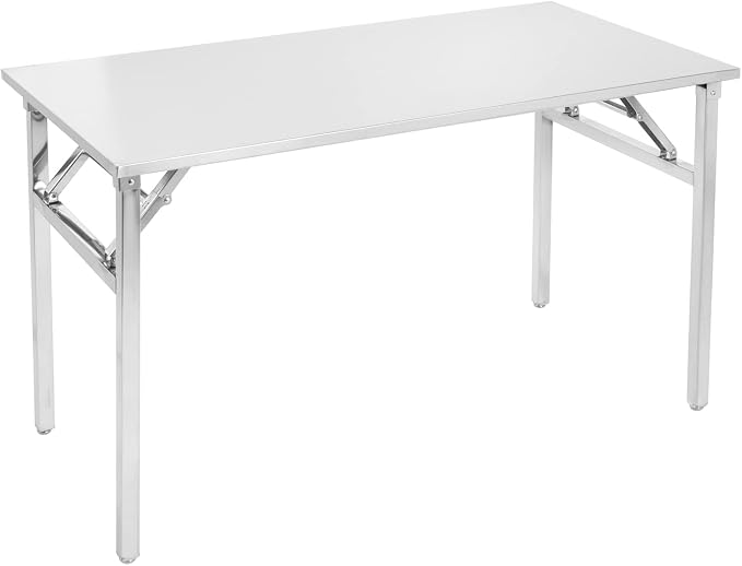 Small Stainless Steel Folding Table, Portable Camp Picnic Party Dining Table No Assembly Sturdy Small Folding Desk (48" x 24")…