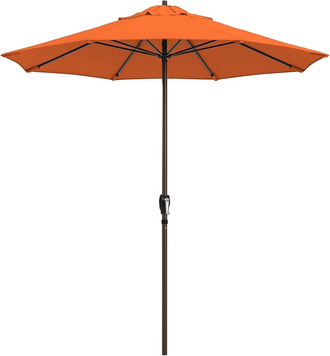 California Umbrella 10-Year Protection 7.5 Ft Outdoor Patio Umbrella, Pacifica Fade-Resistant Fabric, Auto-Tilt, Heavy Duty Aluminum Frame, 8 Reinforced Ribs for Pool or Deck, Bronze Pole, Tuscan