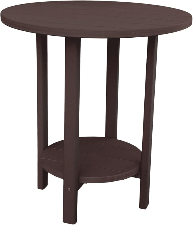 Phat Tommy Round Bar Height Patio Table - Outdoor Bar Table - Balcony Height Patio Furniture for Your Deck - Poly Outdoor Furniture, Brown