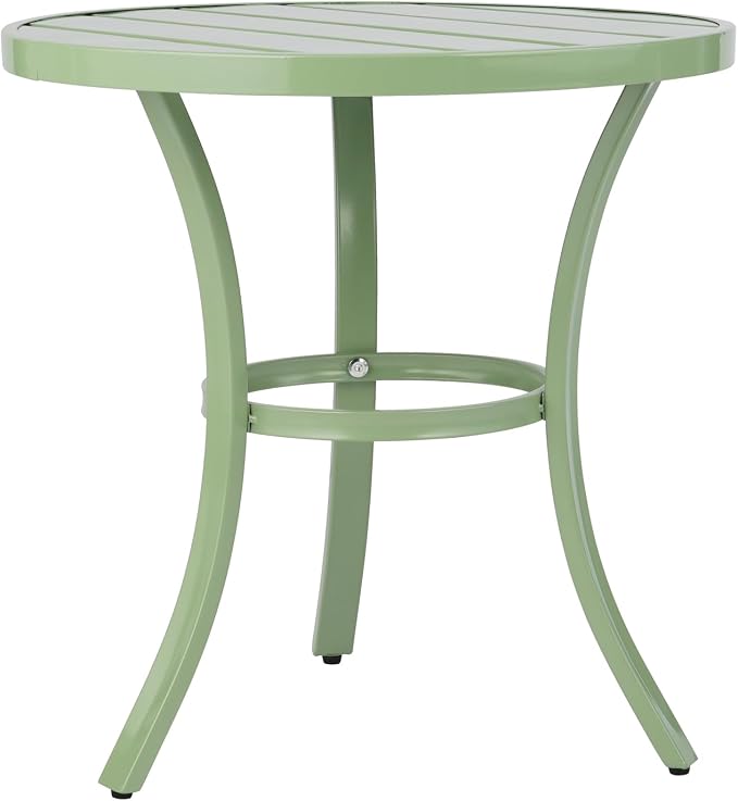 19.9" Metal Outdoor Round Side Table, Patio Side Table End Table for Porch Backyard Balcony Outside (Light Green)