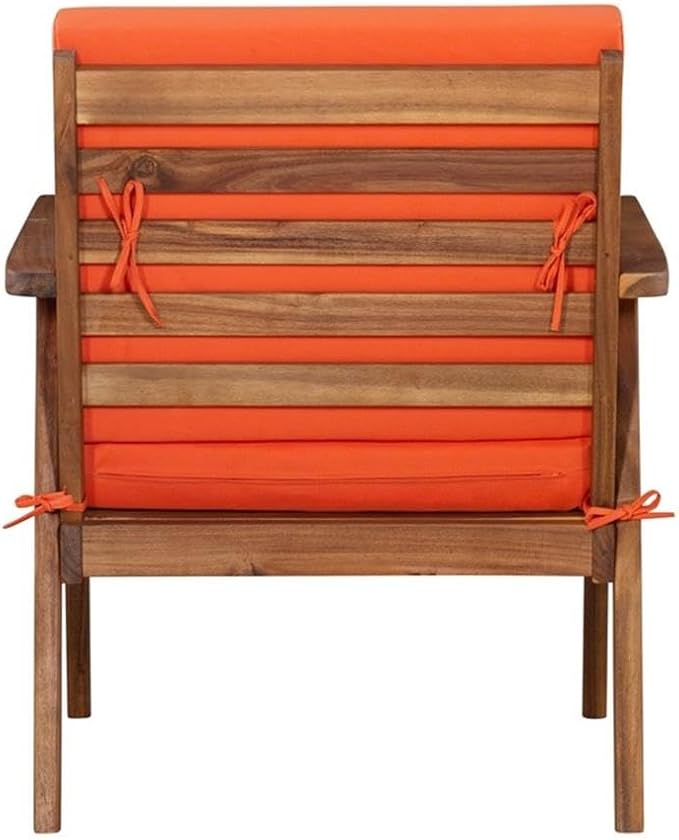 Linon Cooper Acacia Wood 4 Seater Removable Cushion Outdoor Patio Conversation Chat Sofa Set in Acorn Brown with Coffee Table