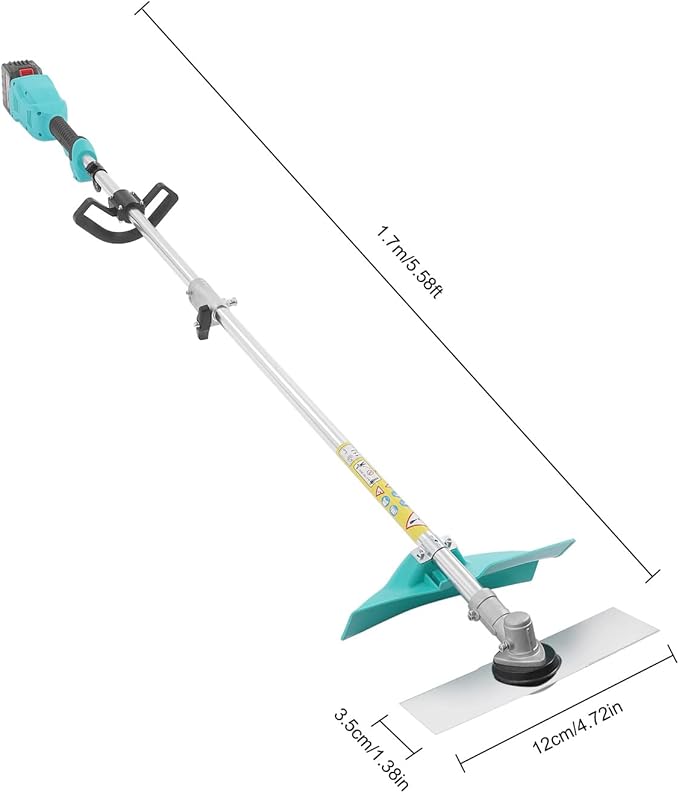 Lawn Trimmer, Electric Cordless Trimmer Lawn with Telescopic Handle, 24V 6Ah Weed Wacker Battery Powered with Blade Battery and Blade, Lightweight Weed Eater for Mowing, Trimming, Harvesting