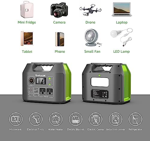 Portable Solar Generator, 300W Portable Power Station with Foldable 40W Solar Panel, 110V Pure Sine Wave, 296Wh Lithium Battery Pack with DC AC Outlet for Home Use RV Outdoor Camping Adventure