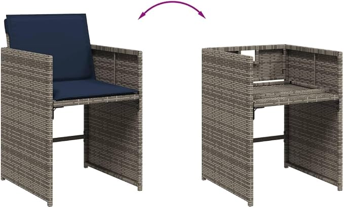17-Piece Outdoor Patio Dining Set, Foldable PE Rattan Garden Chairs with Cushions and Acacia Wood Table for Backyard, Deck, and Balcony
