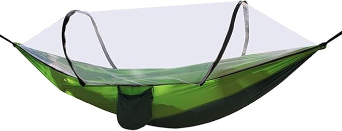 Hammock with Stand for Outside, Hammock Chair Foldable Portable, Anti-Tip Double Hammock with Carry Bag for Camping, Backyard, Patio, Beach (Green-114 × 55 in)