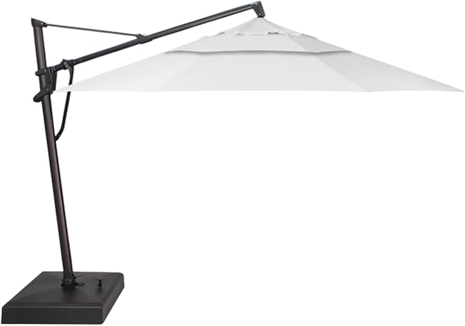 Treasure Garden AKZ PLUS Cantilever Umbrella 13' Octagonal Sunbrella Natural Canopy and Black Frame with Rolling Base