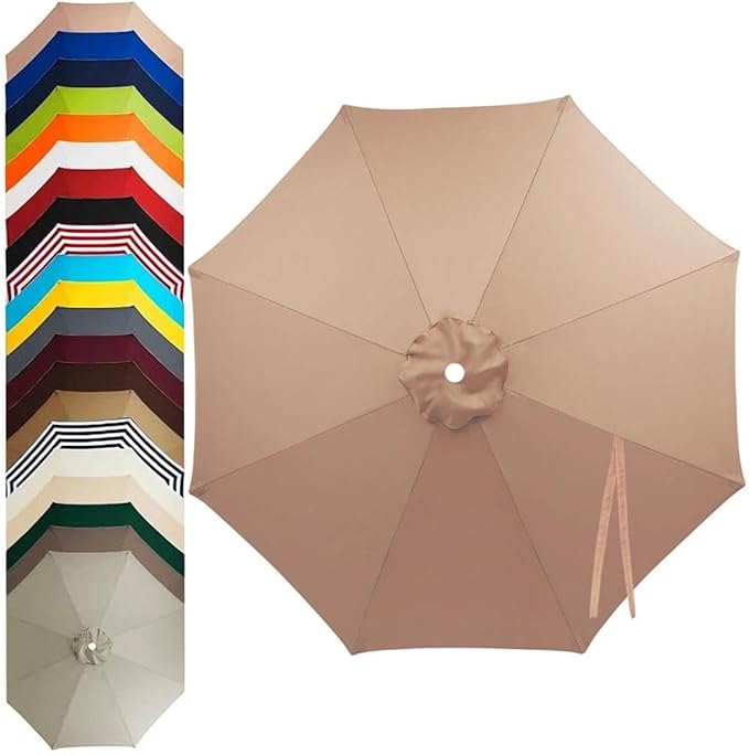 11ft – 8 Ribs Patio Umbrella Replacement Canopy,Waterproof UV-Resistant Outdoor Round Umbrella Top Cover for Outdoor Garden Deck Backyard