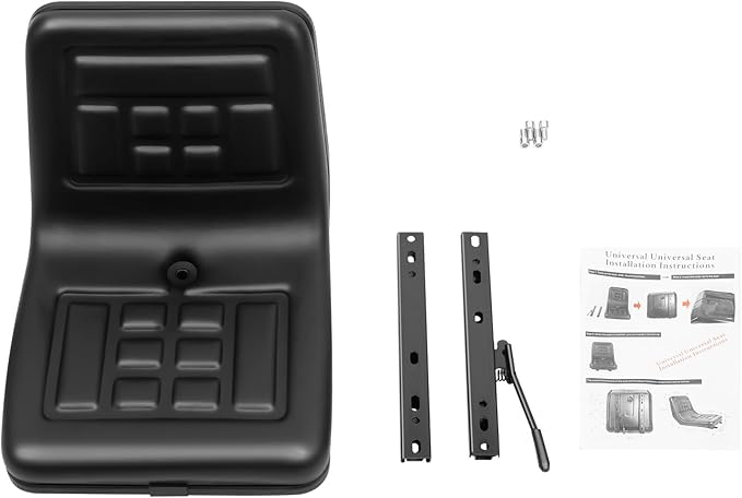 Universal Tractor Forklift Concave Convex Grain+Rail Seat, PVC Garden Tractor Seat Lawn Mower Seat w/Adjustment Handle,Lawn Tractor Seat w/Drainage Hole