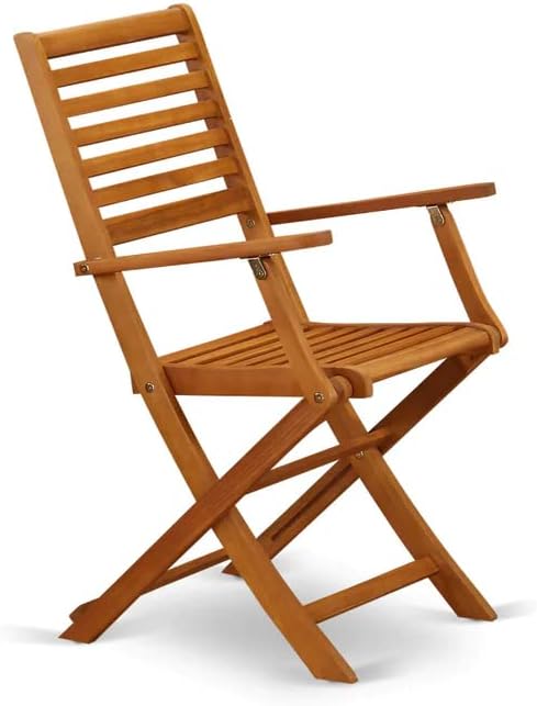 East West Furniture DECM5CWNA 5 Piece Outdoor Patio Dining Sets Includes a Rectangle Acacia Wood Table and 4 Folding Side Chairs, 40x72 Inch, Natural Oil