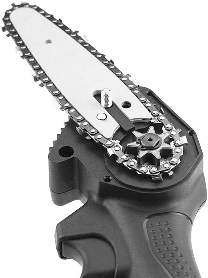 Mini Electric Chainsaw, Rechargeable Handheld Pruning Cutting Tool for Wood Trimming Silver Aluminum Alloy 28cm Chain 13 x 3.2 x 0.3cm Guide Rod 1 Set