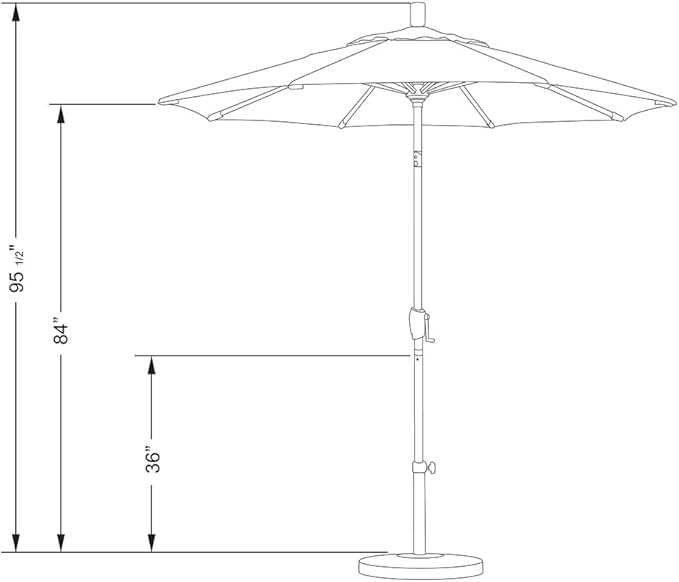 California Umbrella 7.5' Round Aluminum Market Umbrella, Crank Lift