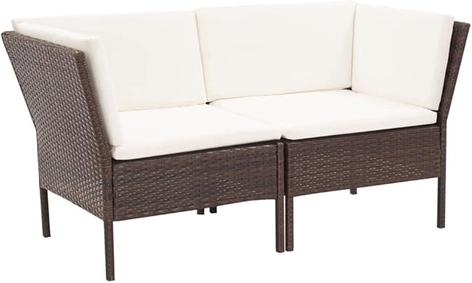 Patio Lounge Set with Cushions,Outdoor Furniture,Outdoor Furniture Sets,Patio Conversation Sets,for Garden,Deck,Backyard,6 Piece Poly Rattan Brown