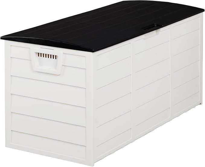 75Gal 280L Outdoor Plastic Storage Deck Box, Weatherproof UV Resistant Lockable Patio Storage Chest with Wheels and Molded Handles, Tool-Free Assembly Multipurpose Container for Garden Tools Cushions