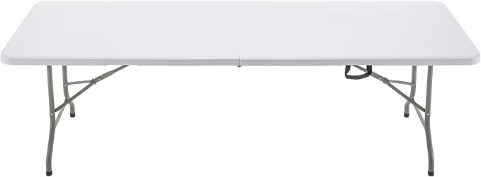 BTEXPERT Set of 5, 8-Foot - 96" Long White Plastic Folding Table Portable 30" Wide, 29" High, Indoor Outdoor Events Banquet Dining Party Patio