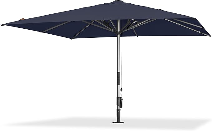 PURPLE LEAF 13 X 13 FT Extra Large Commercial Square Patio Umbrella Maximum Coverage Heavy Duty Wind Resistant Vented Canopy Reinforced Frame for Restaurant Hotel Resort Cafe Outdoor Dining Area Business Use Navy Blue
