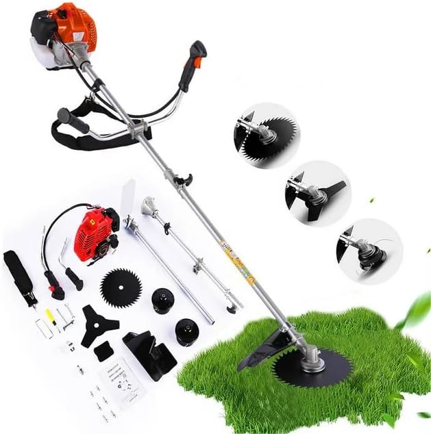 Weed Eater 58CC Weed Wacker 4-in-1 Gas Powered Brush Cutter, Straight Shaft String Trimmer with U-Handle and Trimming Heads for Grass/Heavy Bush/(Red)