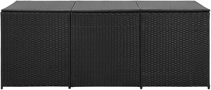Garden Storage Box Indoor/Outdoor Storage Container and Gardening Tools - Store Items on Patio, Garage, Yard.Poly Rattan 70.8"x35.4"x29.5" Black