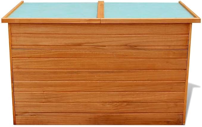 Patio Storage Box Outdoor Deck Box 49.6"x28.3"x28.3" Fir Wood with Water-Resistant Paint Finish and Polyester Roof for Garden, Poolside, Backyard Organization