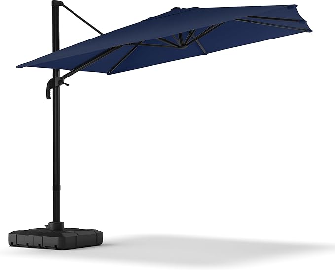 LAUSAINT HOME Patio Umbrella Outdoor,11 Feet Cantilever Umbrella Aluminum Offset Umbrella with 360-degree Rotation for Backyard, Pool, Lawn, Deck (Square, Navy Blue)