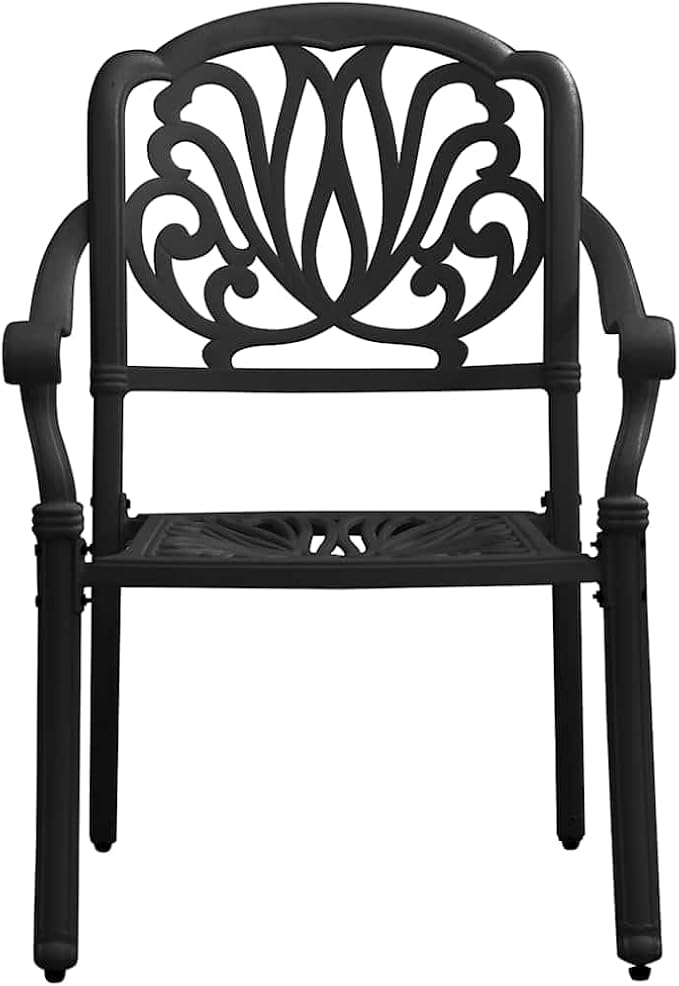 5 Piece Bistro Set Cast Aluminum Black | Weather-Proof, Umbrella Hole, Patio Dining, Sturdy and Durable