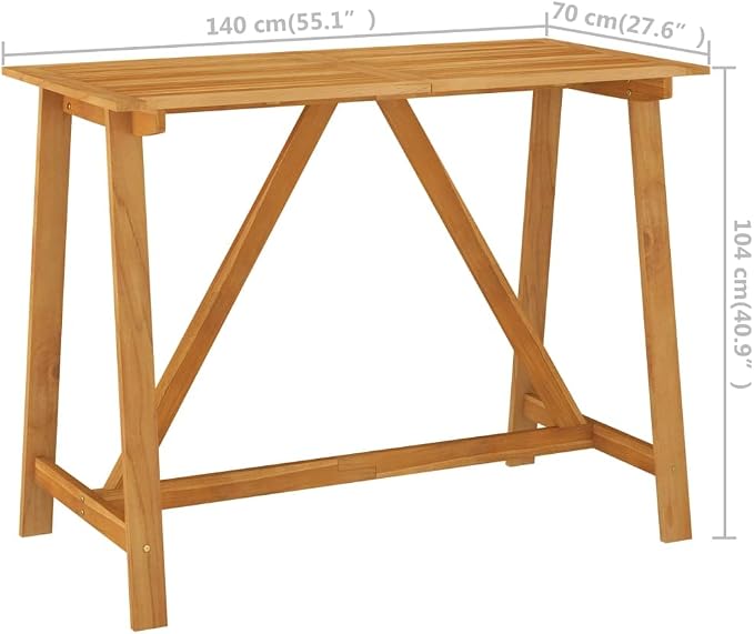 vidaXL Patio Bar Table, Outdoor Pub Table, Bistro Table, Counter Height Table for Balcony Porch Garden Deck Backyard Terrace, Farmhouse, Solid Acacia Wood