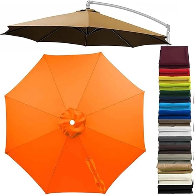 Patio Cantilever Umbrella Replacement Canopy Round 8ft/10ft 8Ribs,Replacement Parasol Canopy Cover with Fade Resistant for Market Table Backyard Garden