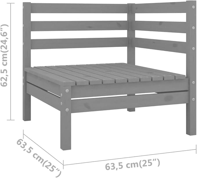 Patio Corner Sofas,Wooden Sofa,Patio Lounge Set,Outdoor Furniture,Patio Conversation Sets,for Garden,Deck,Backyard,2 pcs Gray Solid Pinewood