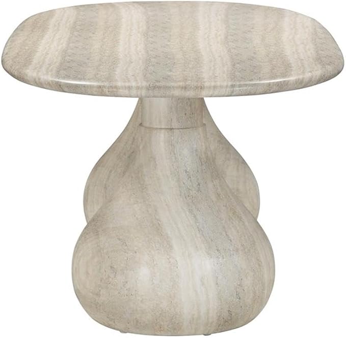 Pemberly Row Indoor/Outdoor Stone Pedestal Dining Table in Stone