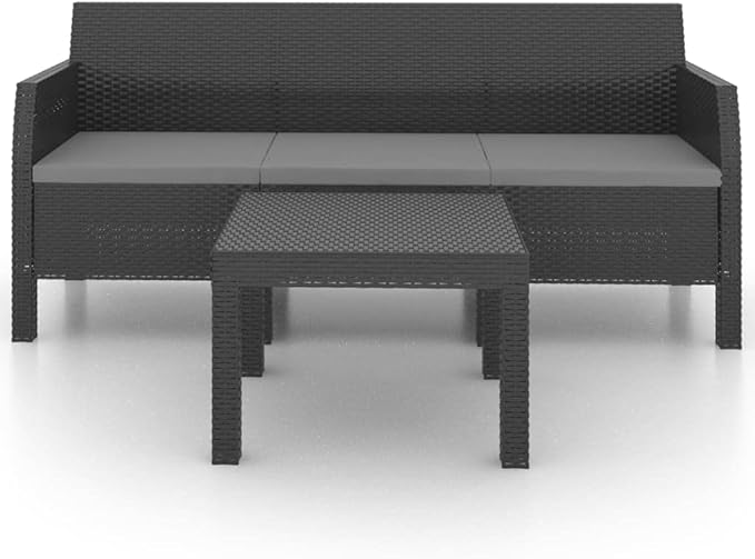 Patio Lounge Set with Cushions,Outdoor Conversation Furniture Sets,Outdoor Furniture Sets,for Lawn,Garden,Backyard,2 Piece PP Rattan Anthracite