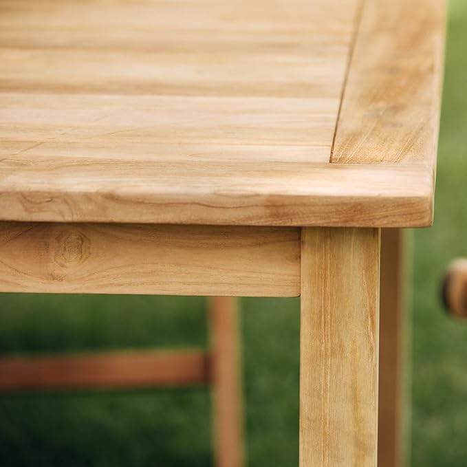 TITAN GREAT OUTDOORS Ash & Ember Sandhill Square 47" Outdoor Table, All-Weather Solid Wood Patio Furniture Made with Premium Grade A Teak Wood, Umbrella Hole Included