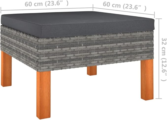 Patio Lounge Set,Patio Furniture Sets,Patio Conversation Sets,Outdoor Furniture Sets,for Garden,Backyard,Outdoor,8 Piece Poly Rattan and Eucalyptus Wood Gray