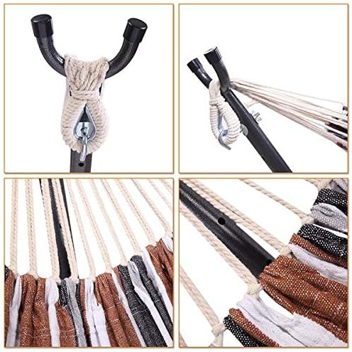 Hammock Set (Hammock Frame Small Color Bar) Natural Rope (Coffee bar)