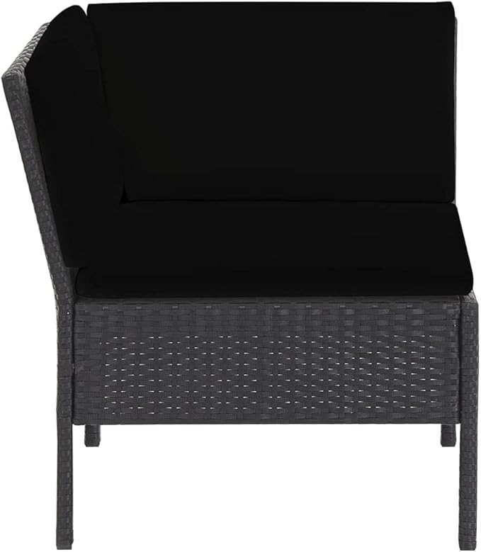 Patio Lounge Set with Cushions,Outdoor Furniture,Outdoor Furniture Sets,Patio Conversation Sets,for Garden,Deck,Backyard,6 Piece Poly Rattan Black