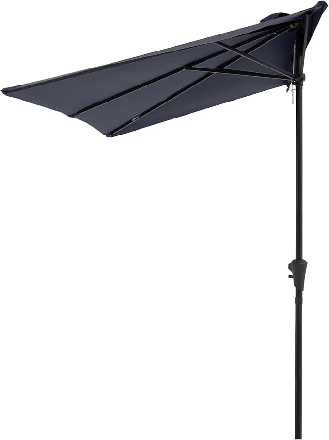 COBANA 7.5’by 4’Half Rectangular Outdoor Patio Umbrella for Patio, Balcony, Garden, Deck, Dark Blue