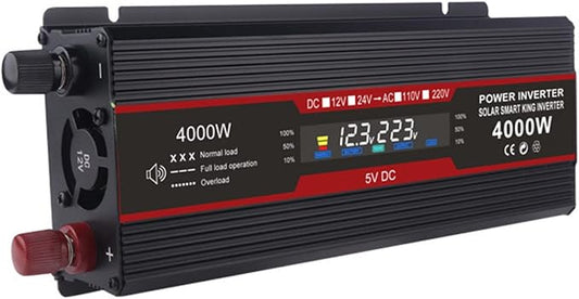 3000W 4000W 6000W Car Inverter DC 12V 24V to AC 110V 220V Modified Sine Wave Power Voltage Converter with Smart Digital Display Screen,4000W-24V