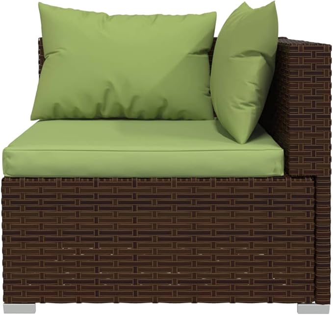 7 Piece Patio Lounge Set with Cushion, Outdoor Patio Sectional Patio Lounge Set Piece Patio Set Furniture Conversation Sets s Poly Rattan Brown