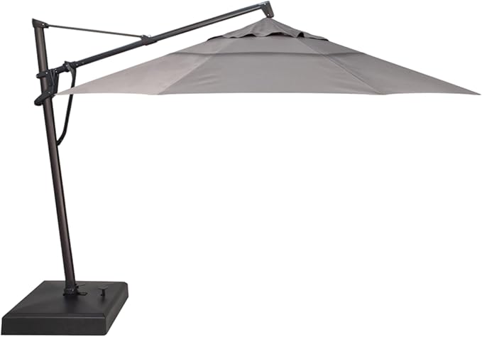 Treasure Garden AKZ PLUS Cantilever Umbrella 13' Octagonal Obravia Boulder Canopy and Black Frame with Rolling Base