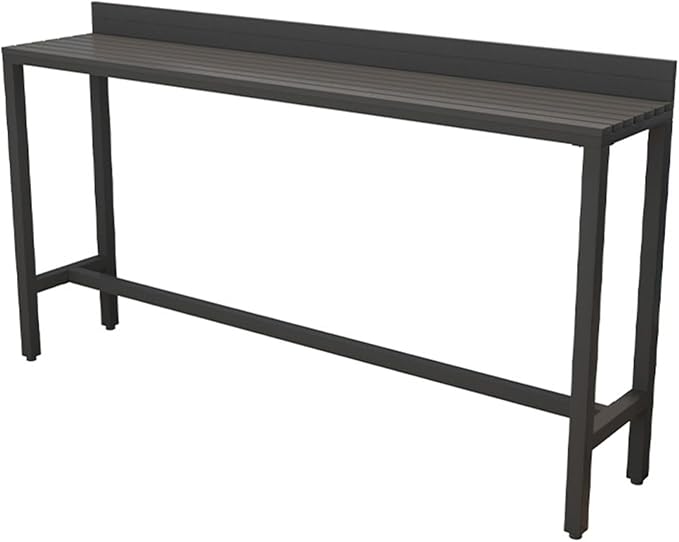 Outdoor Bar Table, Patio Pub Height Table with Anti-Fall Baffle, All-Weather Bar Height Counter Table, Narrow Dining Table for Hot Tub, Garden & Backyard(Color:Black+Black,Size:L-70.8in)
