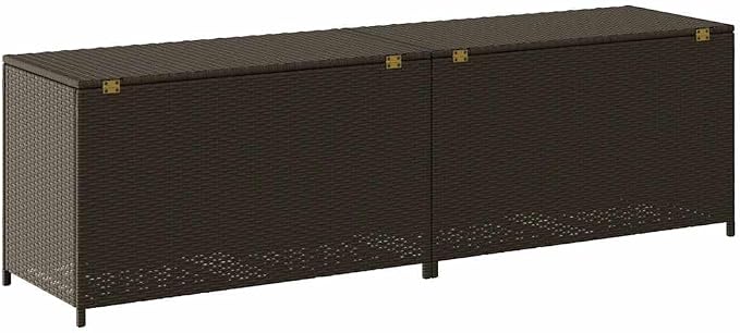 Patio Storage Box, 78.7" x 19.6" x 23.6" Outdoor Deck Box with PE Liner, Rectangular Poly Rattan Garden Storage Trunk for Patio, Balcony, and Garage Organization, Brown
