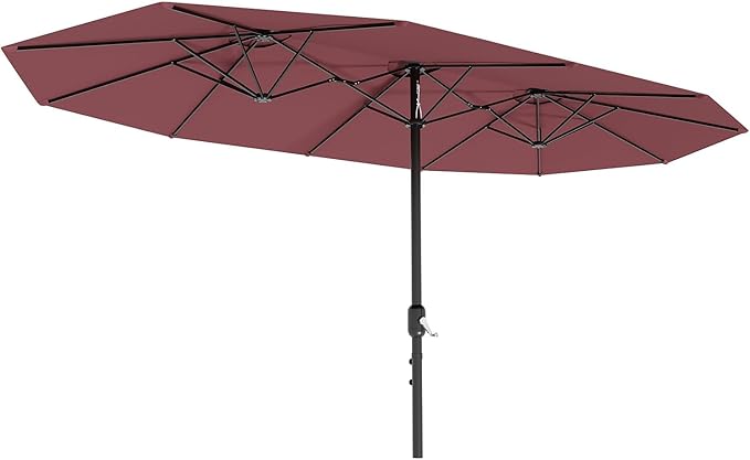 13ft Patio Umbrella with Double Canopy, Commercial Grade Extra Large Outdoor Market Umbrella for Patio Table, Pool & Backyard, Heavy Duty Aluminum Pole & Fiberglass Ribs, Parasol-Style Fabric, No Base