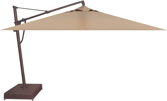 Treasure Garden AKZ PLUS Cantilever Umbrella 10'x13' Rectangular Obravia Sand Canopy and Bronze Frame with Stationary Base
